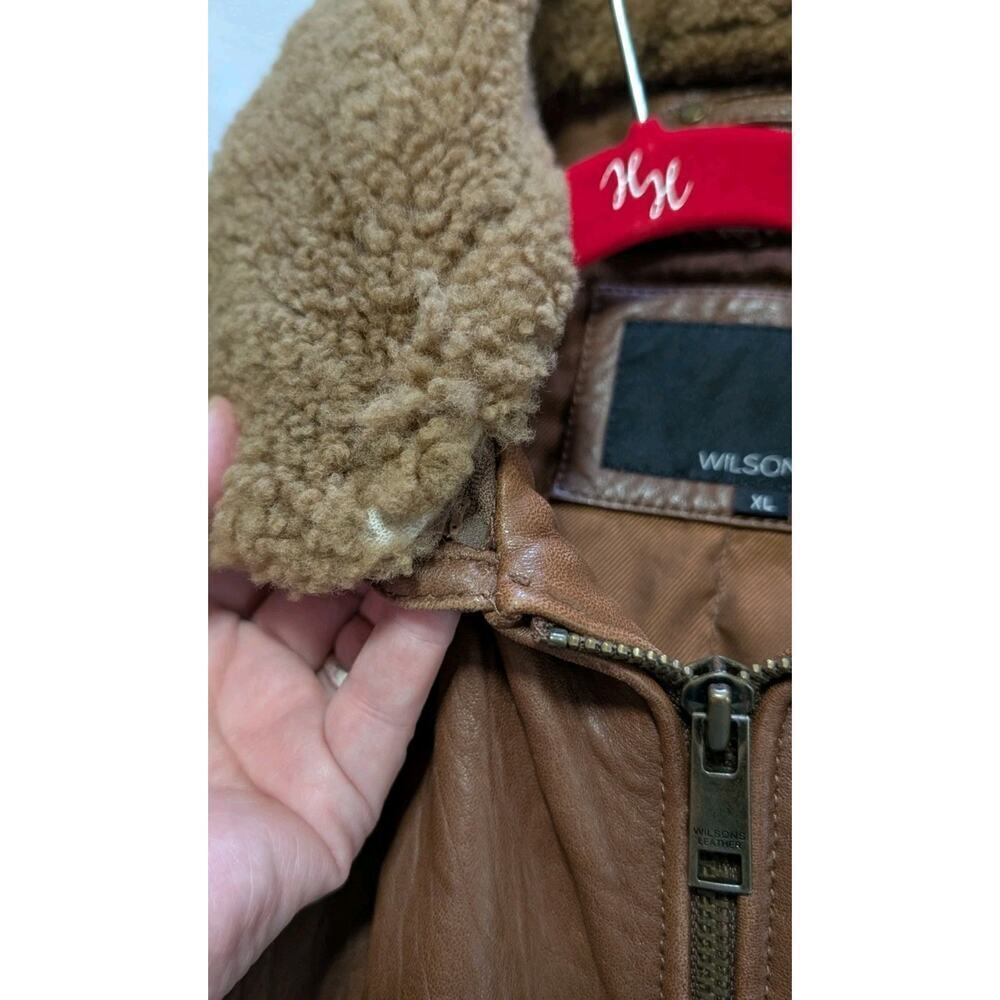Vintage Brown Wilson's Leather Bomber Jacket with Faux Shearling Collar - XL - Picture 13 of 13